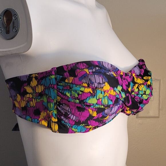 Allen B Swim Bandeau Bikini Top Women’s 8 Multicolor Floral Strapless Swimwear - Picture 8 of 8